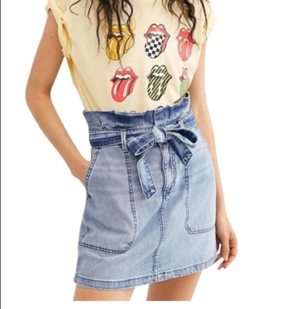 Free people Jean paper bag skirt